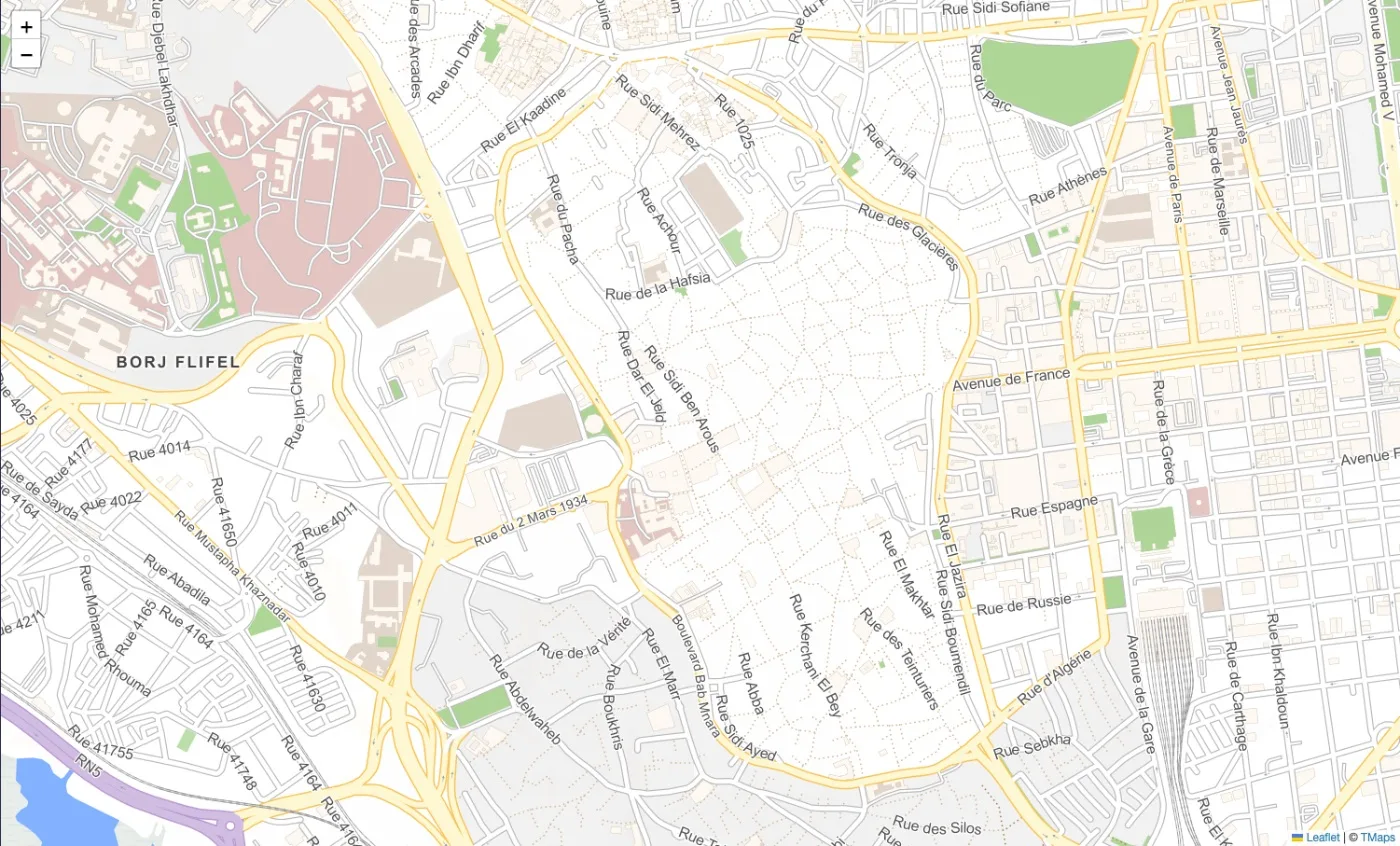 La médina de Tunis au niveau de zoom de la rue