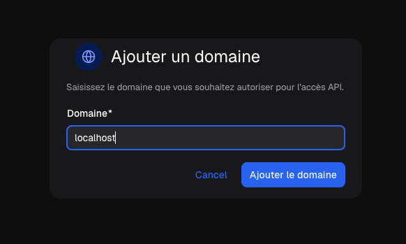 Authorized domain add modal.